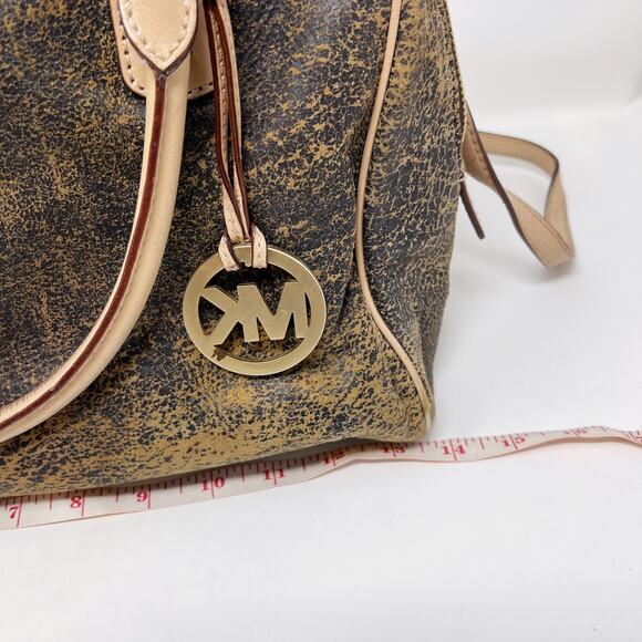 Michael Kors Brown Ultra Distressed Satchel Leather Bag Zip Top Crossbody Strap - Picture 16 of 16